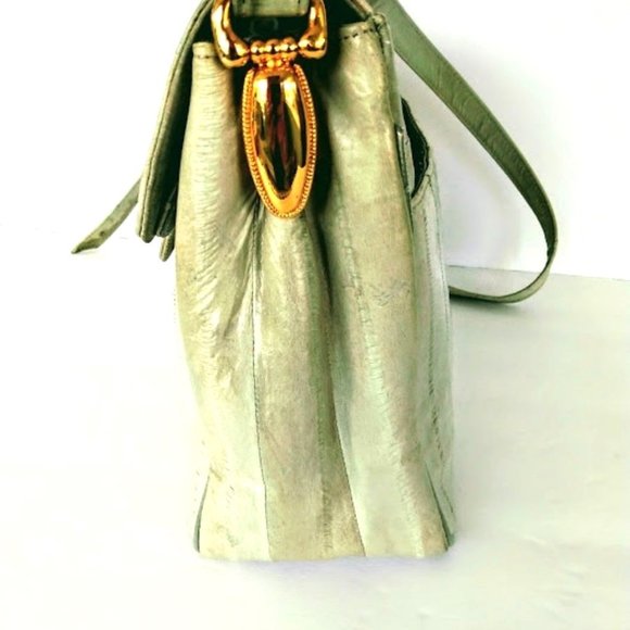 Korean Handmade Light Grey Eel Skin Crossbody - Picture 8 of 15